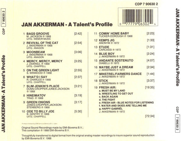 Jan Akkerman : A Talent's Profile (CD, Comp)