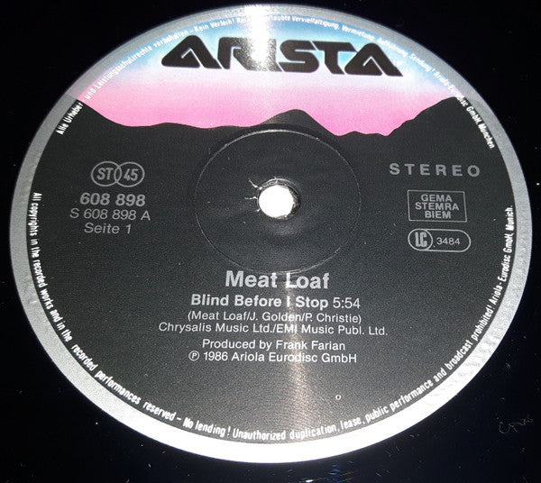 Meat Loaf : Blind Before I Stop (12", Maxi)