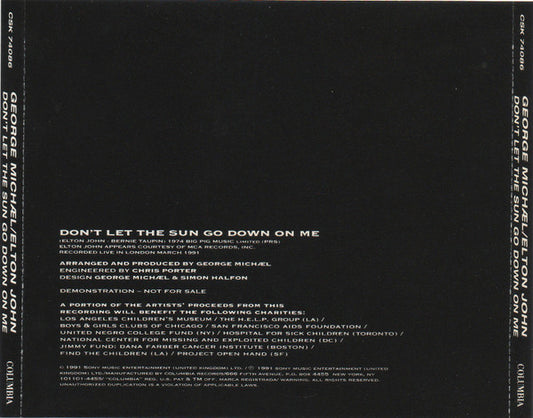 George Michael / Elton John : Don't Let The Sun Go Down On Me (CD, Single, Promo)