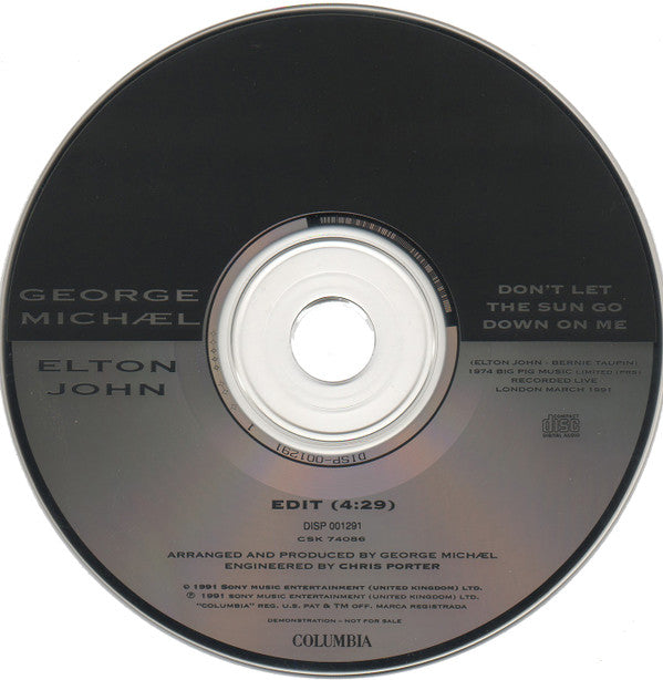 George Michael / Elton John : Don't Let The Sun Go Down On Me (CD, Single, Promo)