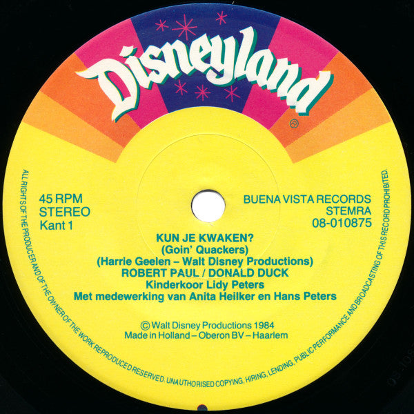 Donald Duck En Robert Paul, Kinderkoor Lidy Peters : Kun Je Kwaken? (7", Single)