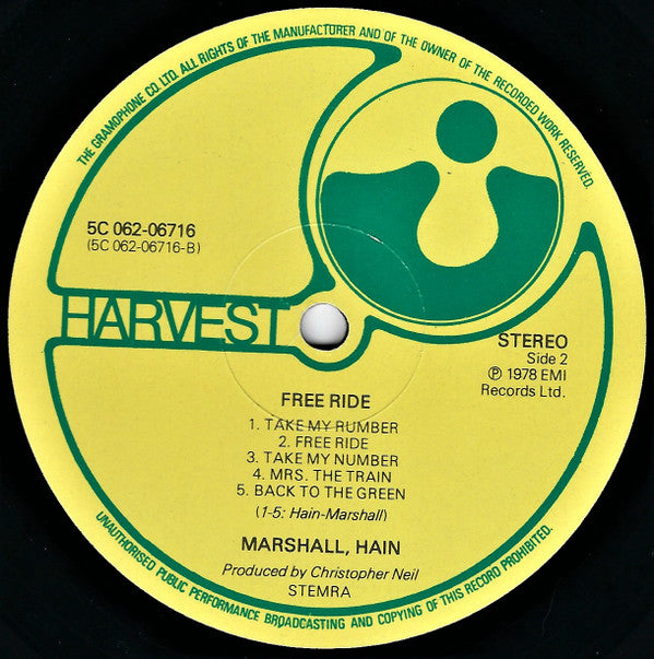 Marshall Hain : Free Ride (LP, Album)