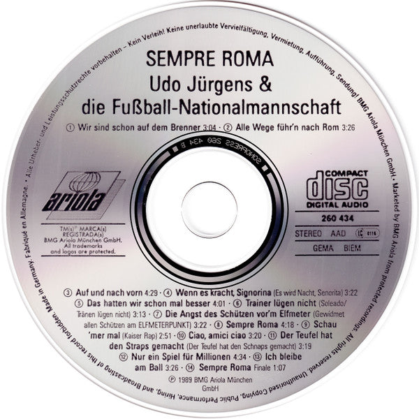 Udo Jürgens Und Die Fußball-Nationalmannschaft : Sempre Roma (CD, Album)