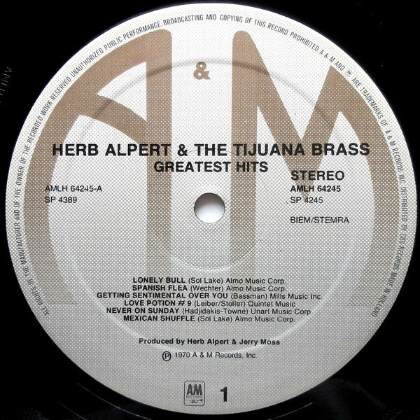 Herb Alpert & The Tijuana Brass : Greatest Hits (LP, Comp)