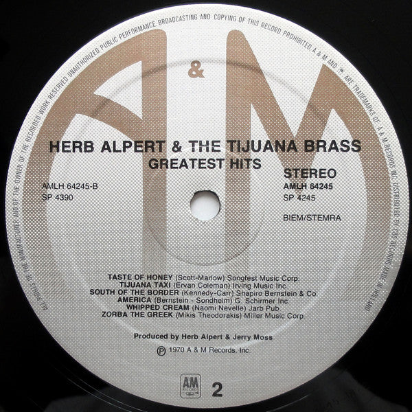 Herb Alpert & The Tijuana Brass : Greatest Hits (LP, Comp)