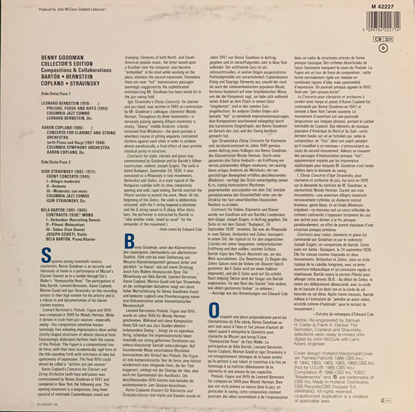 Benny Goodman - Béla Bartók / Leonard Bernstein / Aaron Copland / Igor Stravinsky : Collector's Edition (Compositions & Collaborations) (LP, Comp, Mono)