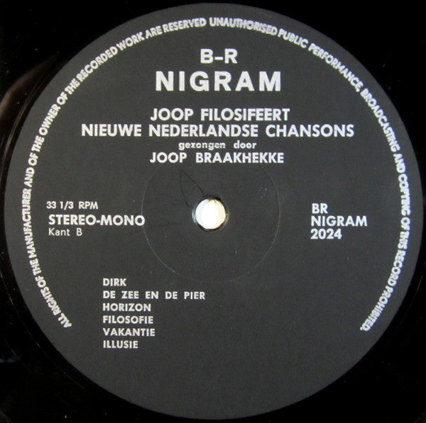 Joop Braakhekke : Joop Filosofeert...  Nieuwe Nederlandse Chansons (LP)