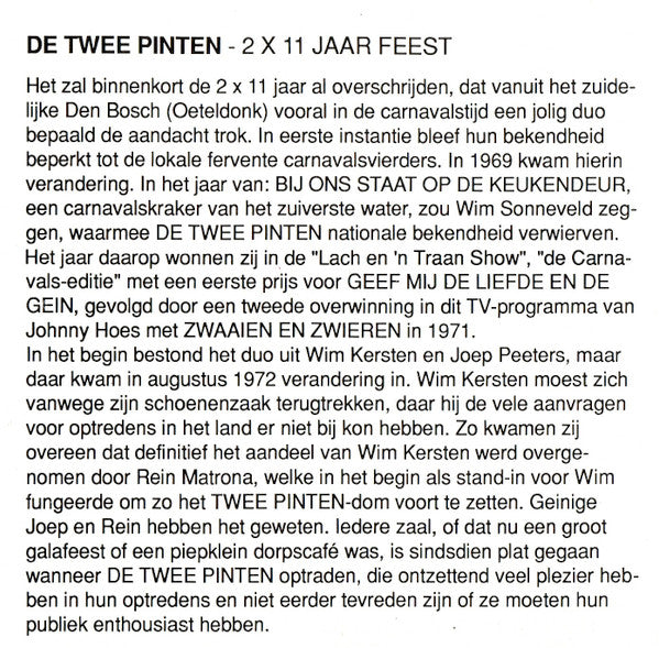 De Twee Pinten : 2 x 11 Jaar Feest (CD, Comp)