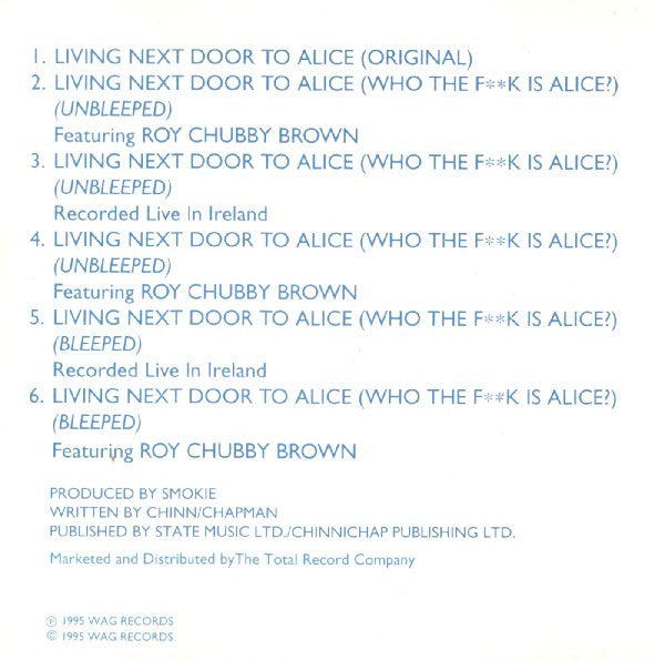 Smokie Featuring Roy Chubby Brown : Living Next Door To Alice (Who The F**k Is Alice?) (CD, Single)