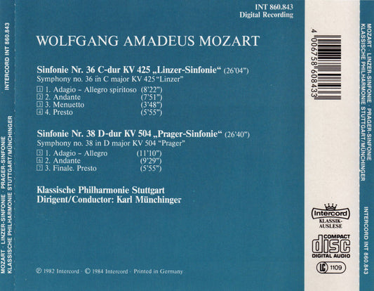 Wolfgang Amadeus Mozart, Karl Münchinger, Klassische Philharmonie Stuttgart : Linzer-Sinfonie  Prager-Sinfonie  (CD, RE)