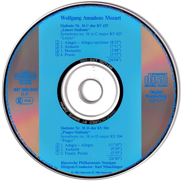 Wolfgang Amadeus Mozart, Karl Münchinger, Klassische Philharmonie Stuttgart : Linzer-Sinfonie  Prager-Sinfonie  (CD, RE)