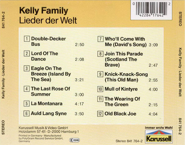 The Kelly Family : Lieder Der Welt (CD, Album, RE)