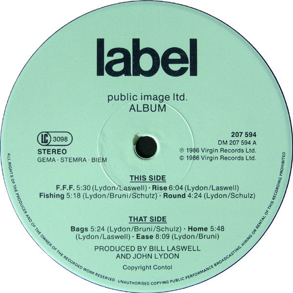 Public Image Limited : Album (LP, Album, Lig)