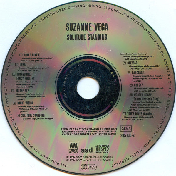 Suzanne Vega : Solitude Standing (CD, Album, PDO)