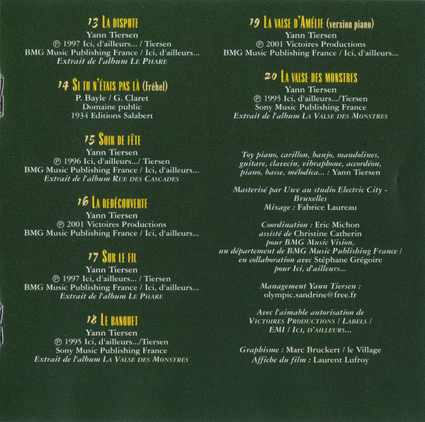 Yann Tiersen : Le Fabuleux Destin D'Amélie Poulain (CD, Album, Comp)