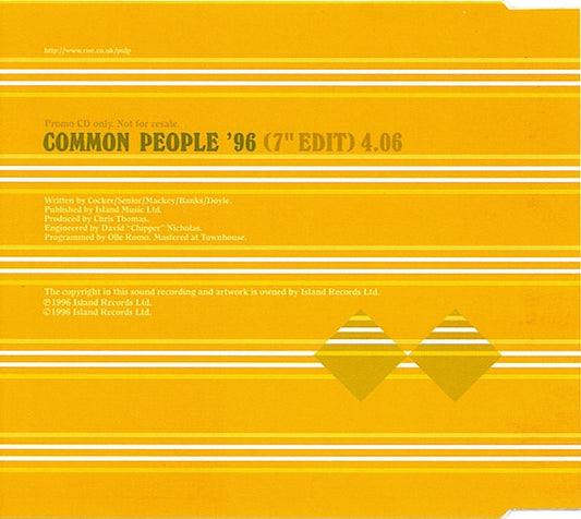 Pulp : Common People '96 (CD, Single, Promo)