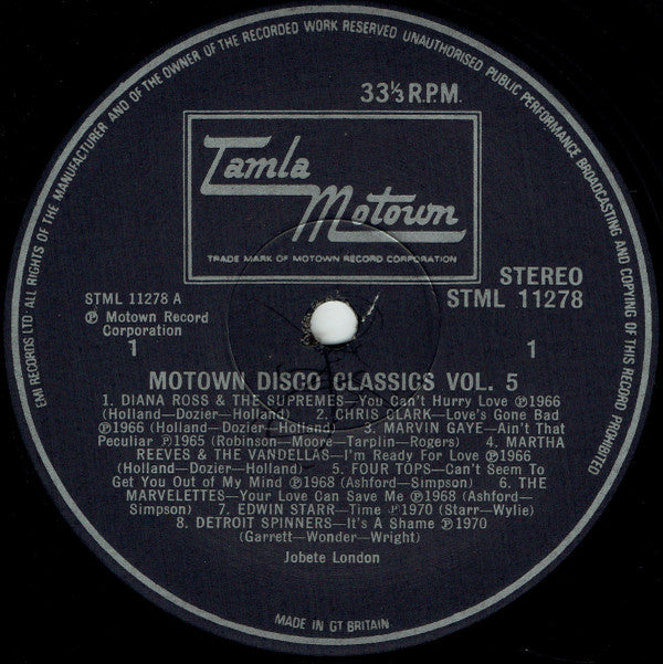 Various : Motown Disco Classics Vol. 5 (LP, Comp, Mixed)