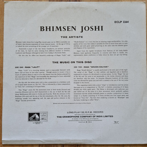 Bhimsen Joshi : Raga Lalit • Raga Shudh-Kalyan (LP)