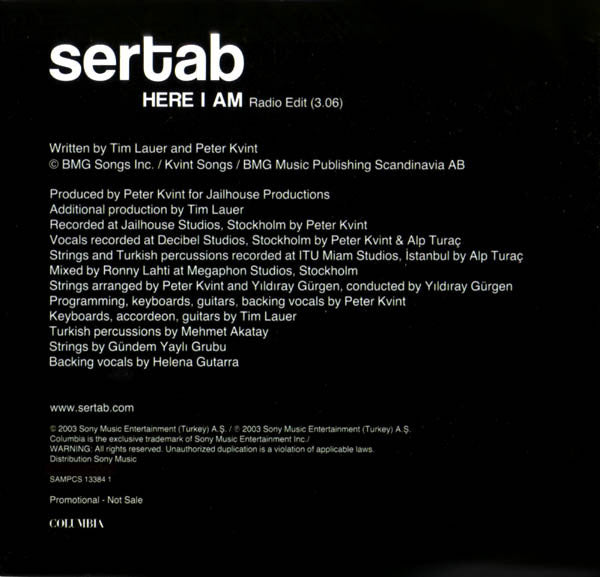 Sertab Erener : Here I Am (CD, Single, Promo)