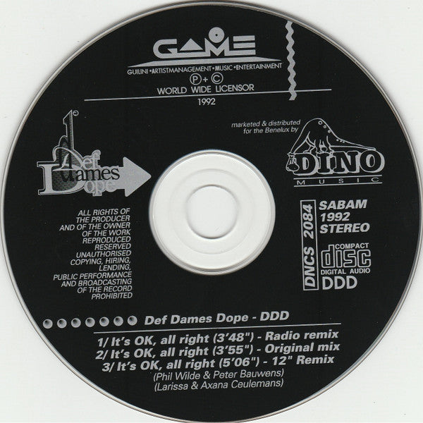 Def Dames Dope : It's Ok, It's All Right (CD, Maxi)