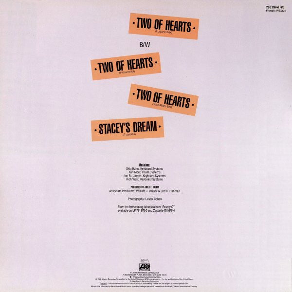 Stacey Q : Two Of Hearts (European Mix) (12", Single)