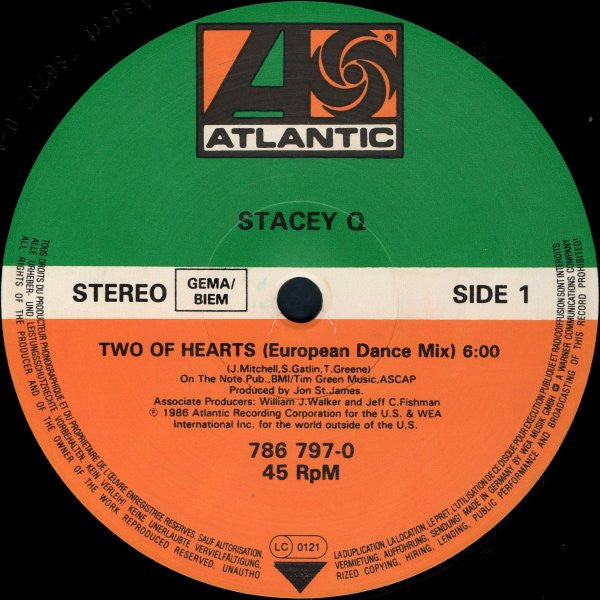 Stacey Q : Two Of Hearts (European Mix) (12", Single)
