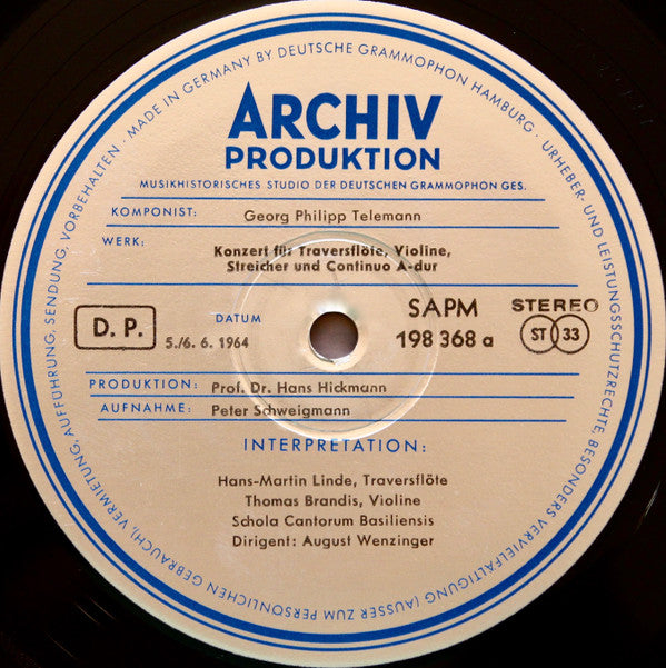 Georg Philipp Telemann : Drei Konzerte Aus Der Tafelmusik (LP)