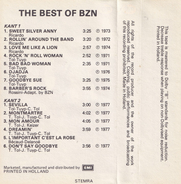 BZN : The Best Of BZN (Cass, Comp, M/Print, RE, Dol)
