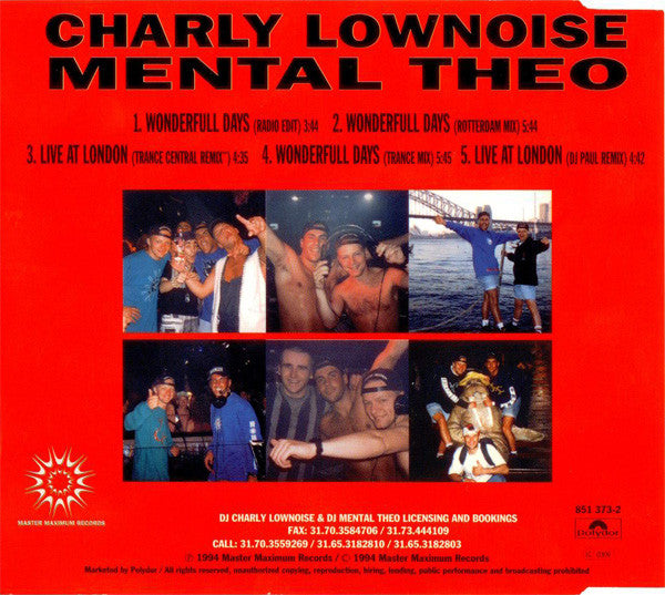 Charly Lownoise & Mental Theo : Wonderfull Days (CD, Maxi)