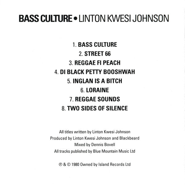 Linton Kwesi Johnson : Bass Culture (CD, Album, RE)