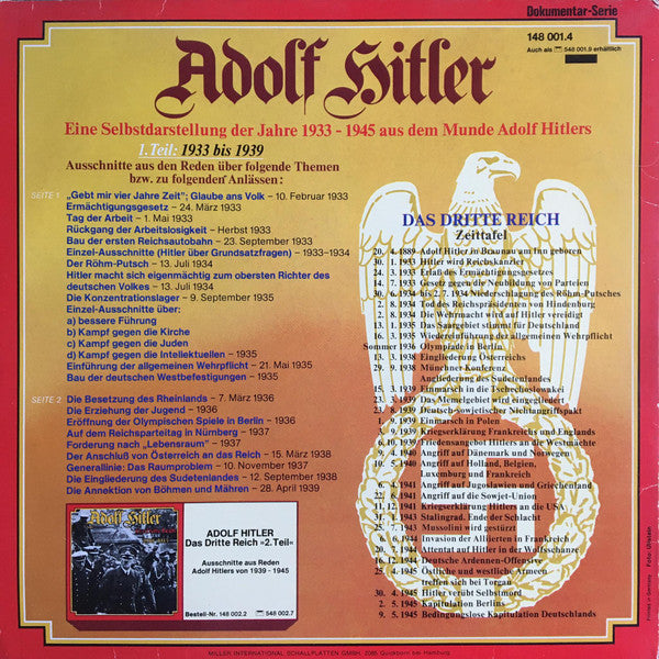 Adolf Hitler : Das Dritte Reich 1.Teil 1933-1939 (LP)
