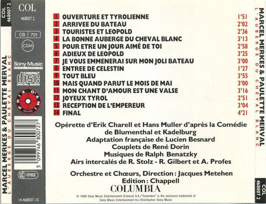Marcel Merkes - Paulette Merval : L'auberge Du Cheval Blanc (CD, Album, RE)