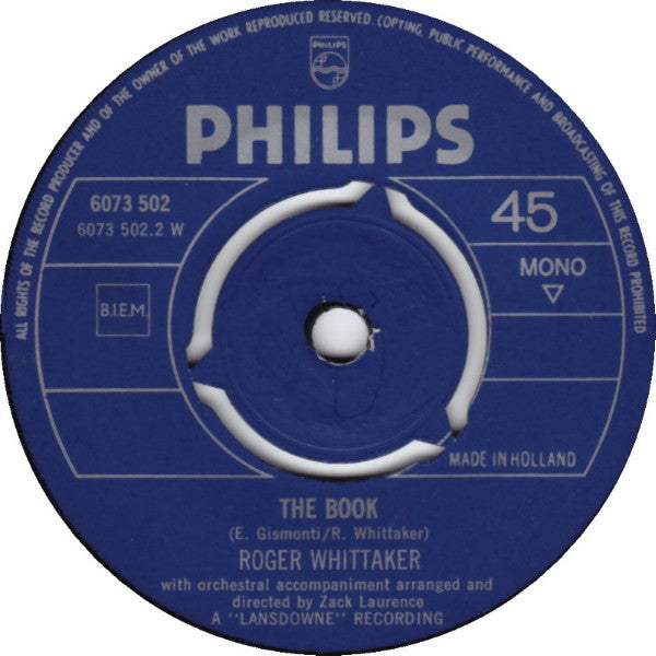 Roger Whittaker : New World In The Morning (7", Mono)