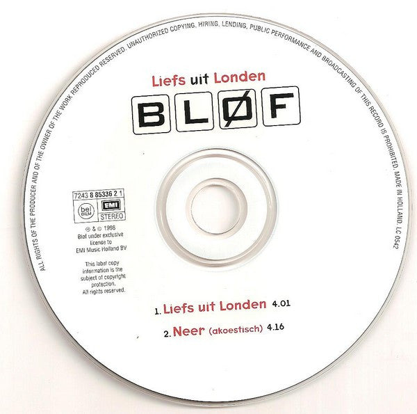 Bløf : Liefs Uit Londen (CD, Single)