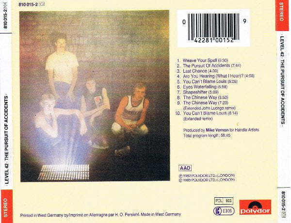 Level 42 : The Pursuit Of Accidents (CD, Album, RE)