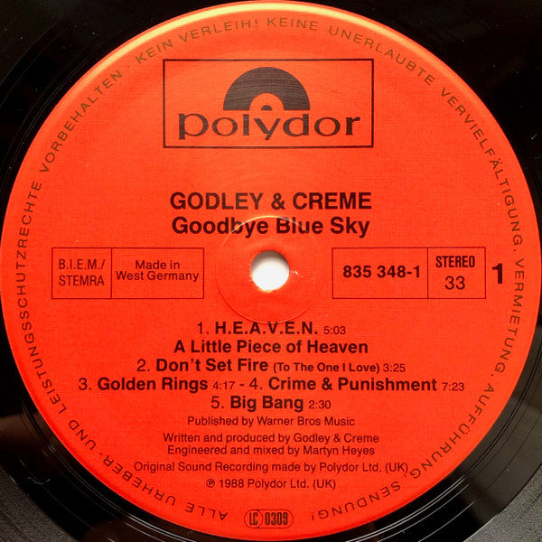 Godley & Creme : Goodbye Blue Sky (LP, Album)