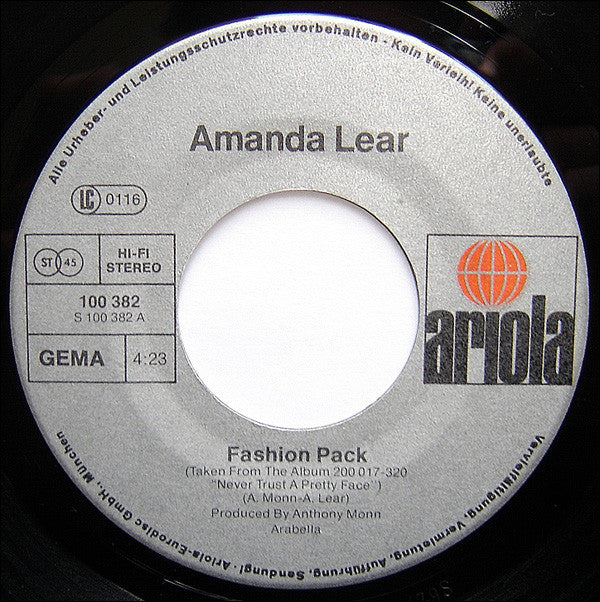 Amanda Lear : Fashion Pack (Studio 54) / Black Holes (7", Single, Son)