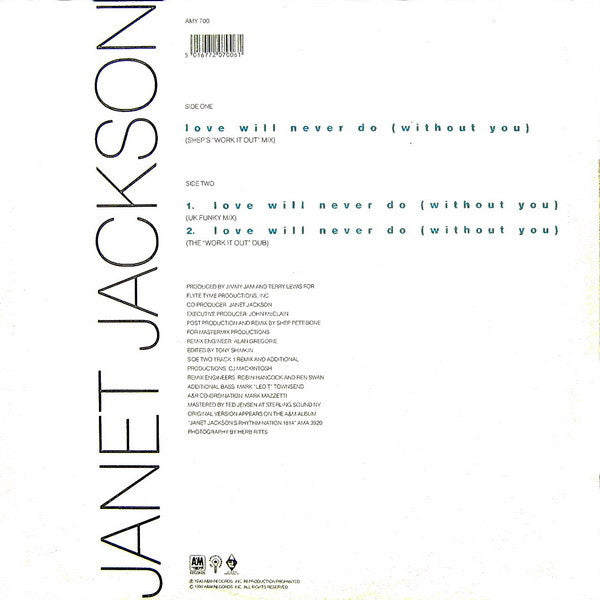 Janet Jackson : Love Will Never Do (Without You) (12", Single)