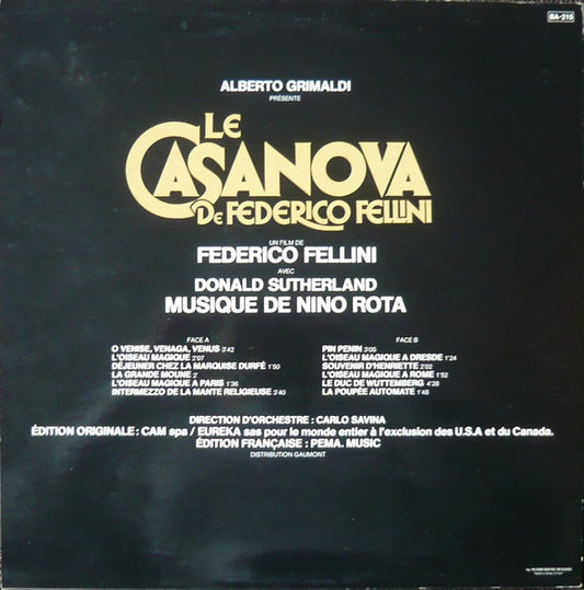 Nino Rota : (Bande Originale Du Film) Le Casanova De Federico Fellini (LP, Album, RE)