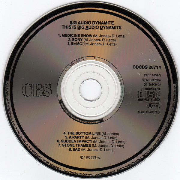 Big Audio Dynamite : This Is Big Audio Dynamite (CD, Album, RE)