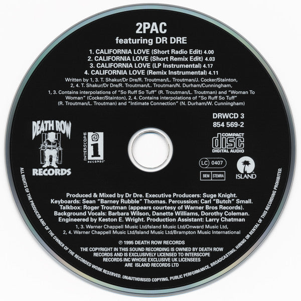 2Pac Featuring Dr. Dre : California Love (CD, Single, PMD)