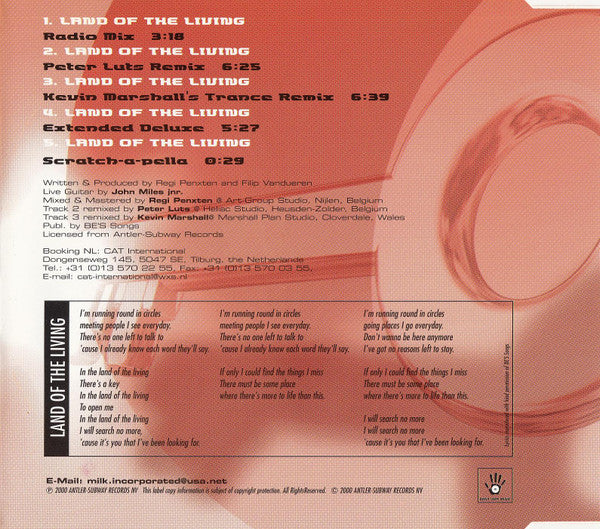 Milk Inc. : Land Of The Living (CD, Maxi, Ora)