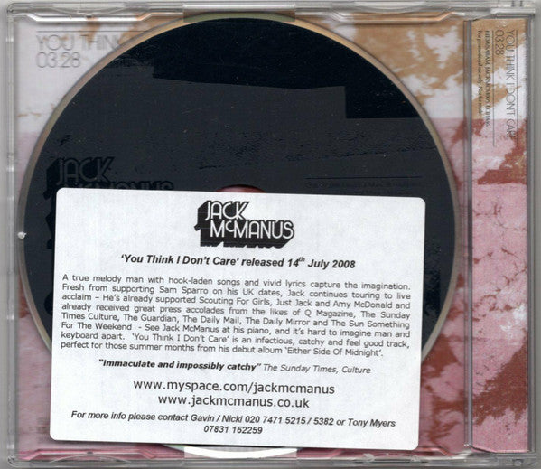 Jack McManus : You Think I Don't Care (CD, Single, Promo)