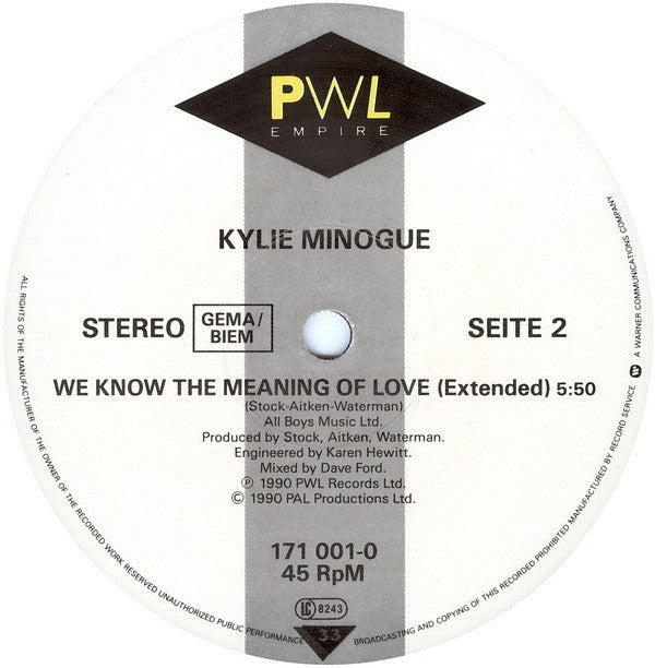 Kylie Minogue : Tears On My Pillow (12")