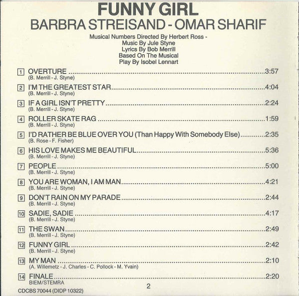 Jule Styne, Barbra Streisand, Omar Sharif : Funny Girl (The Original Sound Track Recording) (CD, Album, RE)