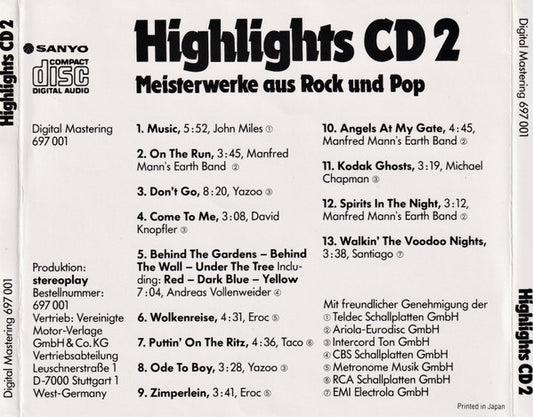 Various : Highlights CD 2 (Meisterwerke Aus Pop Und Rock) (CD, Comp)