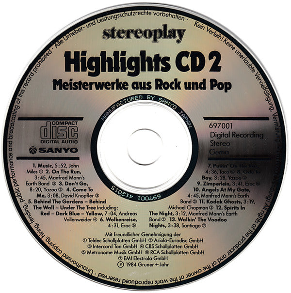 Various : Highlights CD 2 (Meisterwerke Aus Pop Und Rock) (CD, Comp)