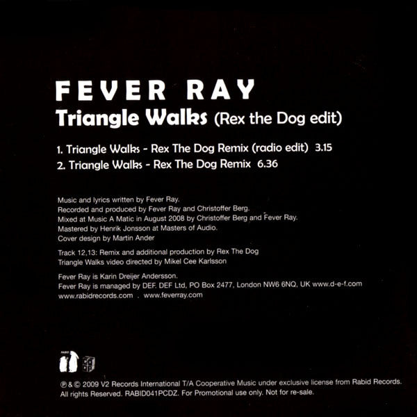 Fever Ray : Triangle Walks (Rex The Dog Edit) (CD, Single, Promo)