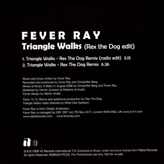 Fever Ray : Triangle Walks (Rex The Dog Edit) (CD, Single, Promo)