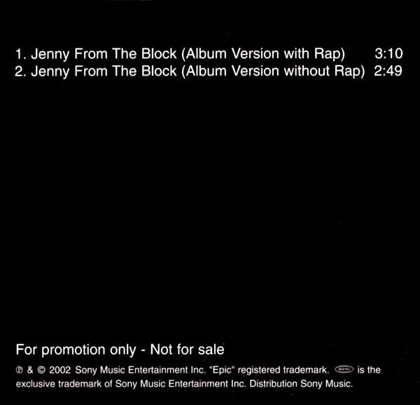 Jennifer Lopez : Jenny From The Block (CD, Single, Promo)